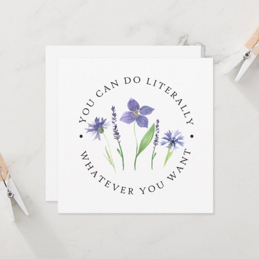 紫かわいらしとラベンダーの水彩ワイルドフラワー (正面/裏面インサイチュ)