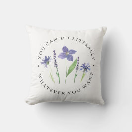 紫かわいらしとラベンダーの水彩ワイルドフラワー クッション