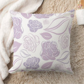 紫かわいらしと白のバラと葉 クッション (ブランケット)