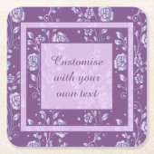 紫かわいらしと薄紫のフローラカスタム文字 スクエアペーパーコースター (正面)