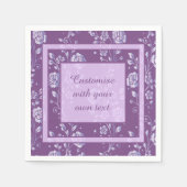 紫かわいらしと薄紫のフローラカスタム文字 スタンダードカクテルナプキン (正面)