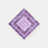 紫かわいらしと薄紫のフローラカスタム文字 スタンダードカクテルナプキン (角)