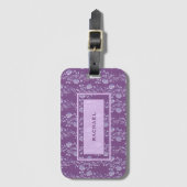 紫かわいらしと薄紫フローラパーソナライズされた ラゲッジタグ (正面縦)