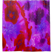 紫かわいらしと赤のガーデンフロックスの花 シャワーカーテン (正面)