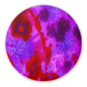 紫かわいらしと赤のガーデンフロックスの花 セラミックノブ (正面)