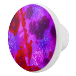 紫かわいらしと赤のガーデンフロックスの花 セラミックノブ