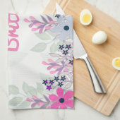 紫かわいらしと青のフローラ キッチンタオル (四つ折り)