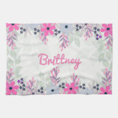 紫かわいらしと青のフローラ キッチンタオル (横)