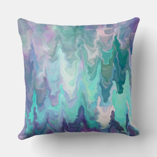 紫かわいらしと青の抽象芸術大理石フェイク石 クッション (裏面)