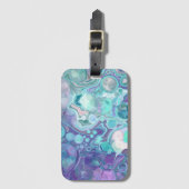 紫かわいらしと青の抽象芸術大理石フェイク石 ラゲッジタグ (正面縦)
