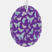 紫かわいらしのクリスマスに虹色の蝶 ガラスオーナメント (正面右)