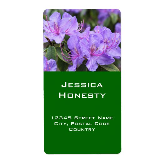 紫かわいらしのツツジの花住所 シール (正面)