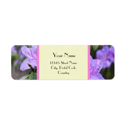 紫かわいらしのツツジの花住所 シール (正面)