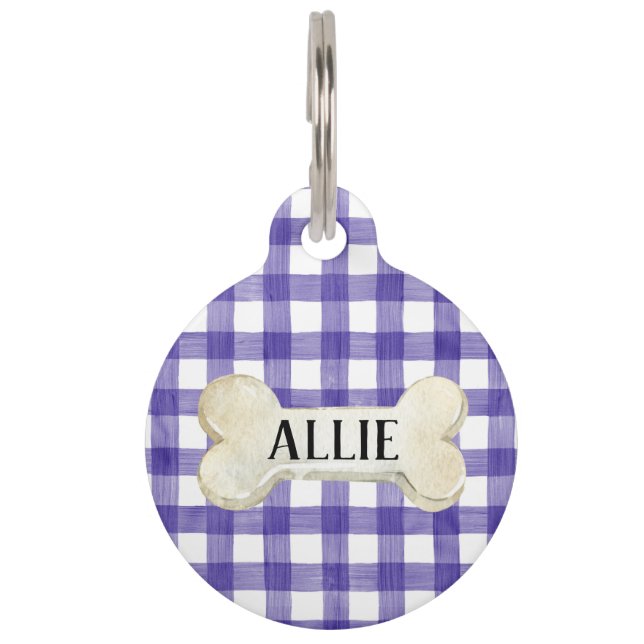 紫かわいらしのパーソナライズされた犬 ペット　ネームタグ (正面)