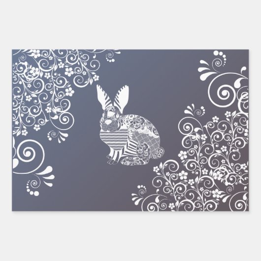 紫かわいらしのフローライースター挨拶で ラッピングペーパーシート (正面3)