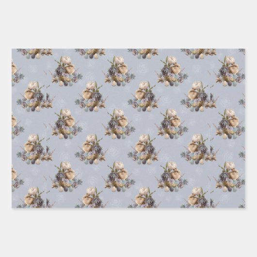 紫かわいらしのフローライースター挨拶で ラッピングペーパーシート (正面)