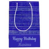 紫かわいらしの動揺してストライプ模様 ミディアムペーパーバッグ (正面)