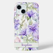 紫かわいらしの名前をカスタムするの水彩虹彩 Case-Mate iPhoneケース (裏面)