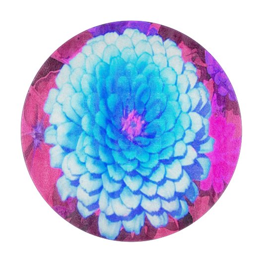 紫かわいらしの夏の庭の青い《植物》百日草 カッティングボード (正面)