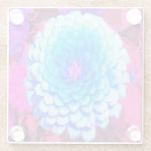 紫かわいらしの夏の庭の青い《植物》百日草 ガラスコースター (裏面)