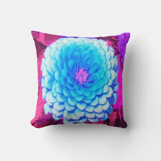 紫かわいらしの夏の庭の青い《植物》百日草 クッション (正面)
