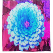 紫かわいらしの夏の庭の青い《植物》百日草 シャワーカーテン (正面)