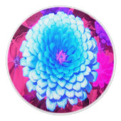 紫かわいらしの夏の庭の青い《植物》百日草 セラミックノブ (正面)