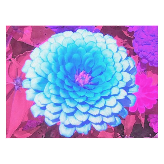 紫かわいらしの夏の庭の青い《植物》百日草 テーブルクロス (正面(横))