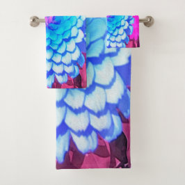 紫かわいらしの夏の庭の青い《植物》百日草 バスタオルセット