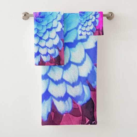 紫かわいらしの夏の庭の青い《植物》百日草 バスタオルセット (インサイチュ)