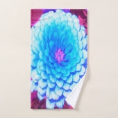 紫かわいらしの夏の庭の青い《植物》百日草 バスタオルセット (ハンドタオル)