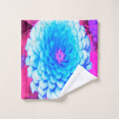 紫かわいらしの夏の庭の青い《植物》百日草 バスタオルセット (ウォッシュタオル)