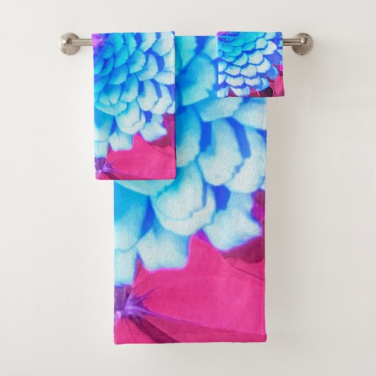 紫かわいらしの夏の庭の青い《植物》百日草 バスタオルセット (インサイチュ)