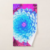 紫かわいらしの夏の庭の青い《植物》百日草 バスタオルセット (ハンドタオル)