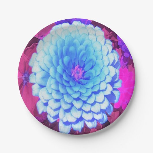 紫かわいらしの夏の庭の青い《植物》百日草 ペーパープレート (正面)