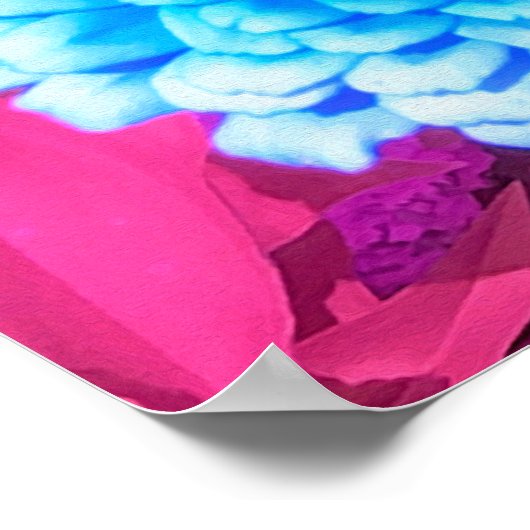 紫かわいらしの夏の庭の青い《植物》百日草 ポスター (角)