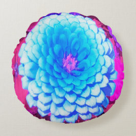 紫かわいらしの夏の庭の青い《植物》百日草 ラウンドクッション