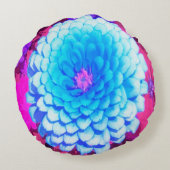 紫かわいらしの夏の庭の青い《植物》百日草 ラウンドクッション (裏面)