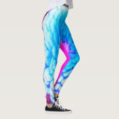 紫かわいらしの夏の庭の青い《植物》百日草 レギンス (右)