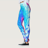 紫かわいらしの夏の庭の青い《植物》百日草 レギンス (左)