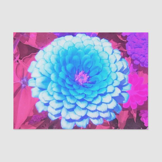 紫かわいらしの夏の庭の青い《植物》百日草 薄葉紙 (正面)