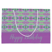 紫かわいらしの大花のパターン（の模様が）ある抱き枕 ラージペーパーバッグ (裏面)