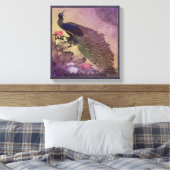 紫かわいらしの孔雀と牡丹 キャンバスプリント (インサイチュ (寝室))