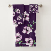 紫かわいらしの宝石トーンと水色の花 バスタオルセット (インサイチュ)