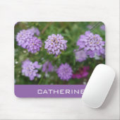 紫かわいらしの庭の花あなたの名前を追加 マウスパッド (マウス)