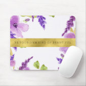 紫かわいらしの水彩フローラが美しい マウスパッド (マウス)
