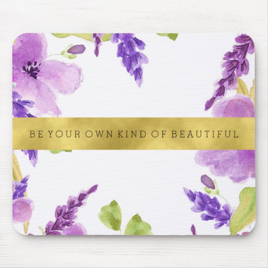 紫かわいらしの水彩フローラが美しい マウスパッド (正面)