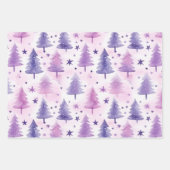 紫かわいらしの水彩木模様 ラッピングペーパーシート (正面2)