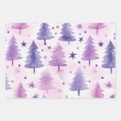 紫かわいらしの水彩木模様 ラッピングペーパーシート (正面)
