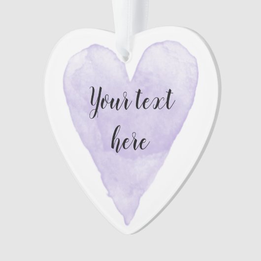 紫かわいらしの水色のハート絵画のクリスマス オーナメント (正面)